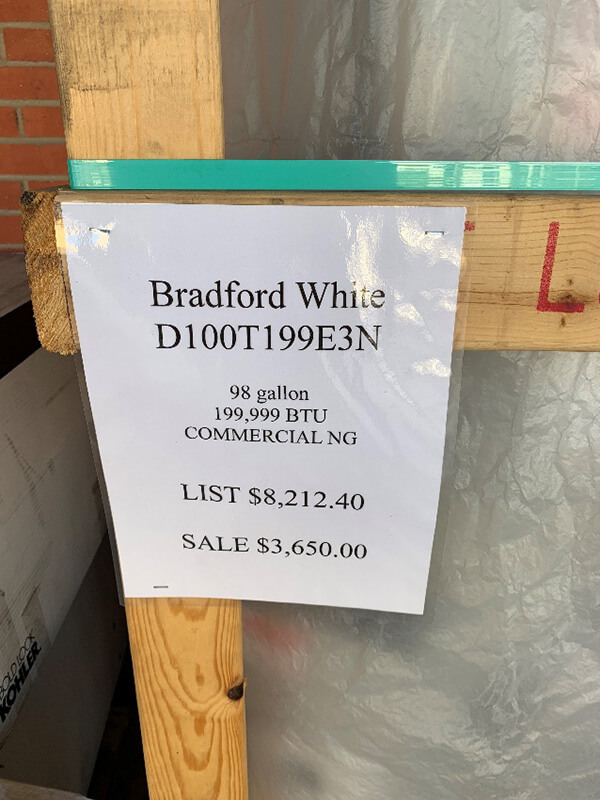 BRADFORD WHITE 98 GALLON COMMERCIAL NATURAL